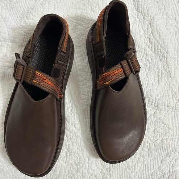 Chaco Men's Brown Slip-On Shoes with Orange Accents - Picture 2 of 12